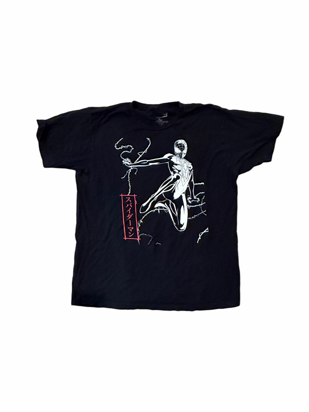 Marvel Spider-Man Japanese Katakana Graphic Print T-Shirt Size XL